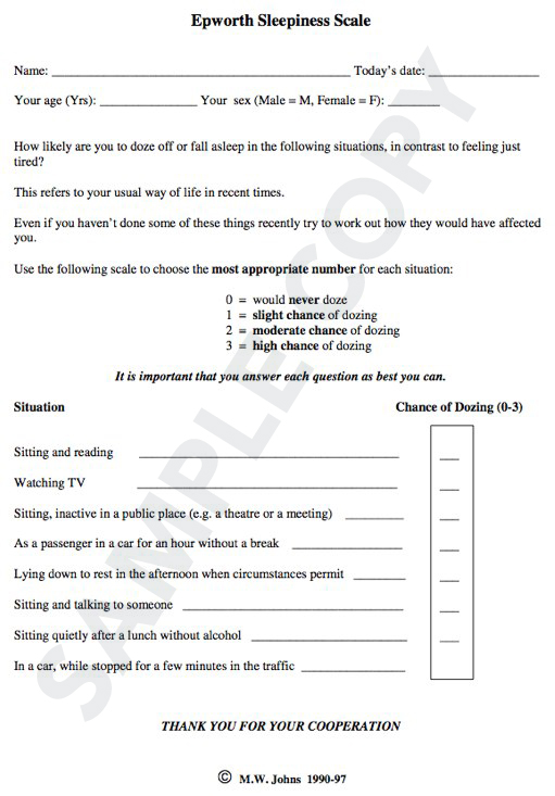 Epworth Sleepiness Scale Wikipedia